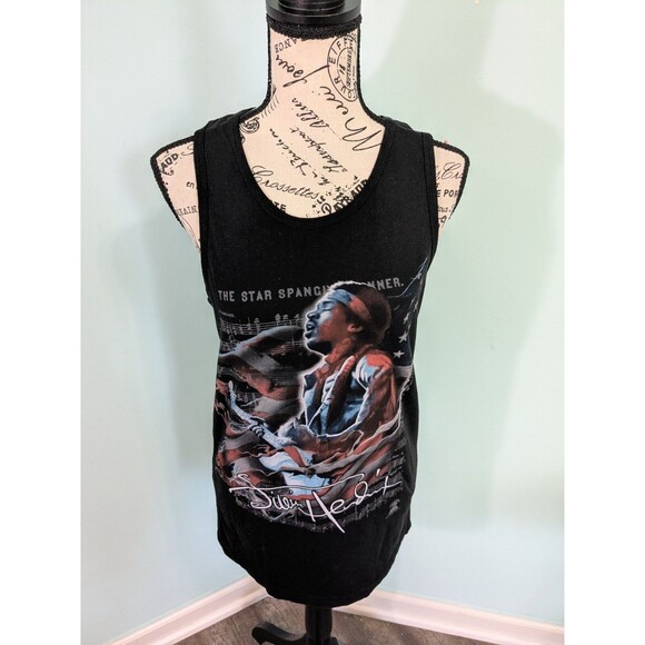 Authentic Jimi Hendrix Star Spangled Banner Sleeveless Black Tank Top Shirt smal - Picture 1 of 5